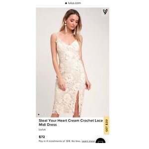 Lulu’s crochet float nude dress, sexy slit